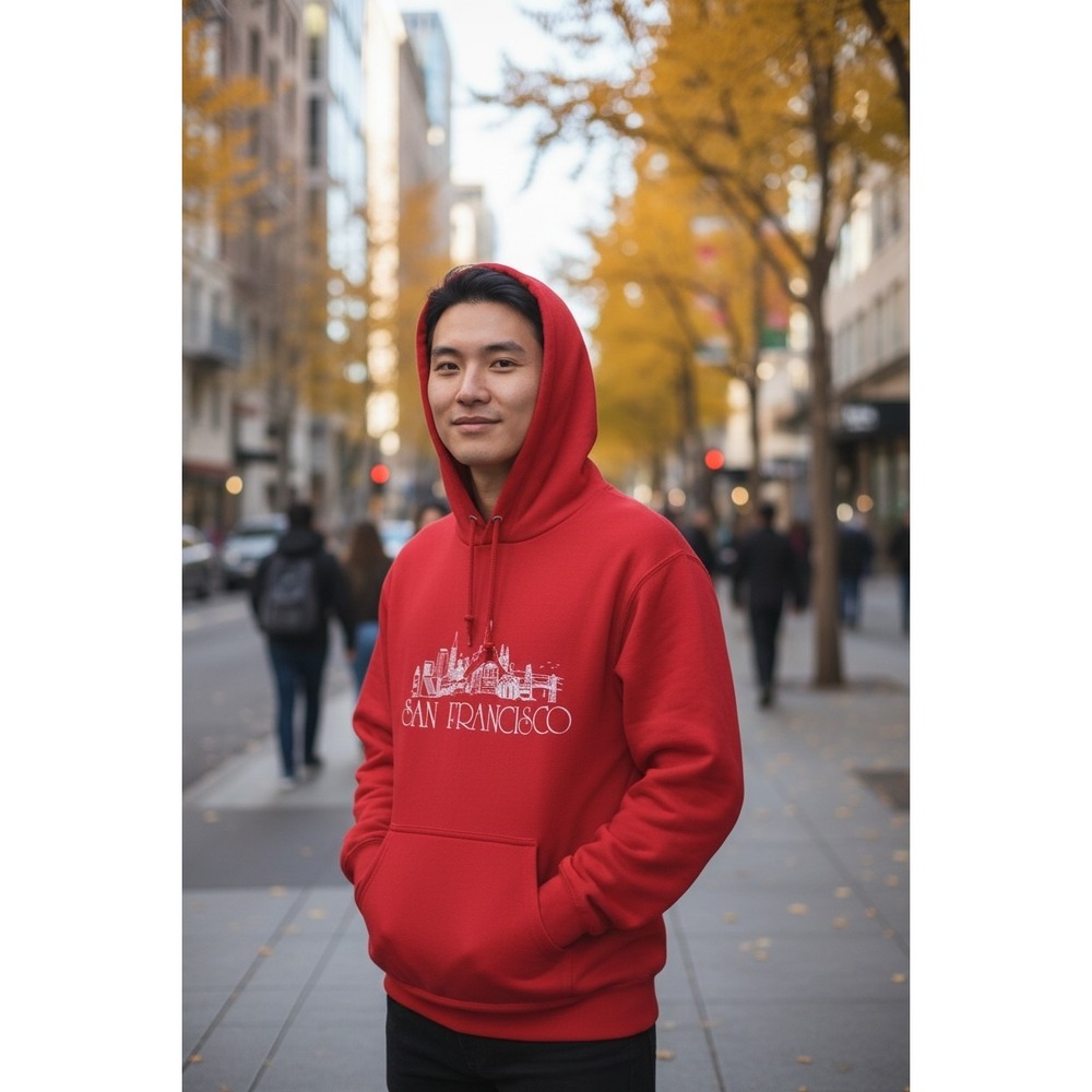 Vintage Discus Athletic Hoodie Mens Large Red San Francisco California Casual